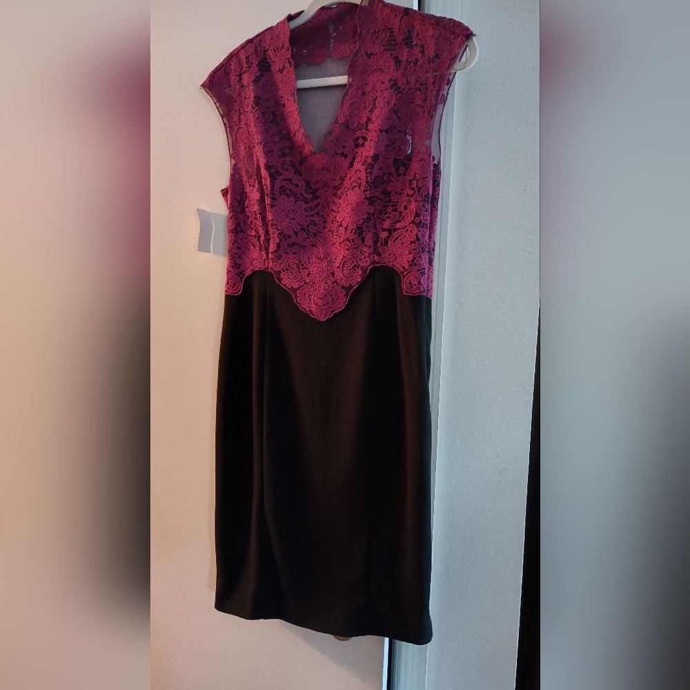 Brand New Elegant Black and plum Lace Dress size M